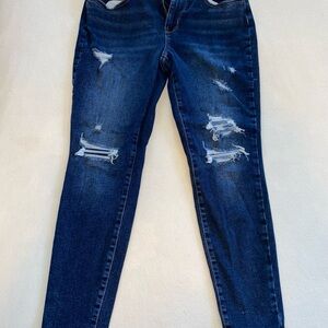 Maurices Dark Blue Distressed Skinny Jeans Medium Short